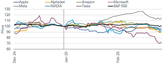 The Magnificent Seven (Mag7)—Apple, Microsoft, Nvidia, Meta, Alphabet (Google), Amazon and Tesla—have encountered notable challenges in the early months of 2025, marking a departure from their previous market dominance.