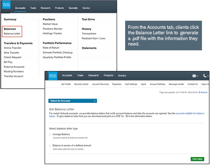 Clients can now generate Balance Letters on demand