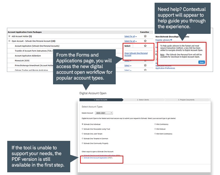 The redesigned Forms & Applications page puts digital account open tools at your fingertips