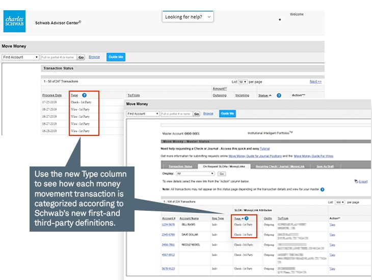 New indicators make it easy to see updated transaction types
