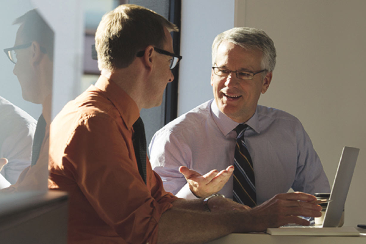 An investment advisor explains to his client how offering firm equity can help with talent recruitment and retention.