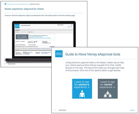 Clients can approve check or wire requests securely with a few taps