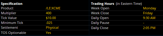Live Cattle (/LE) Contract Specifications