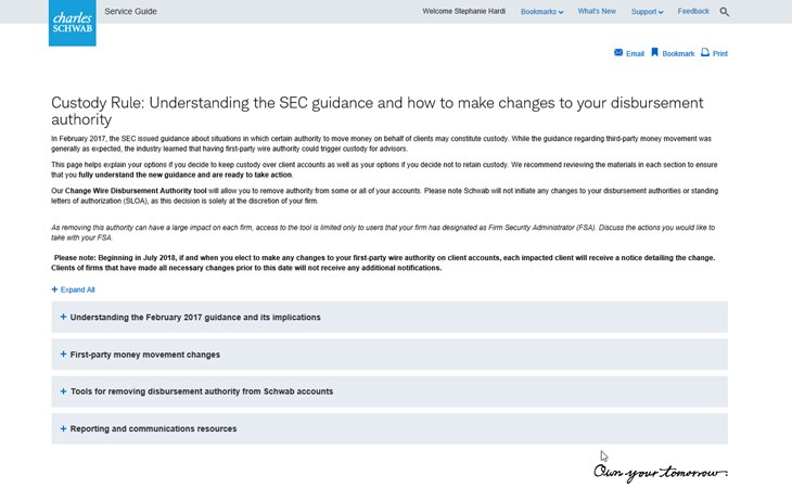 Custody Rule guidance reminder