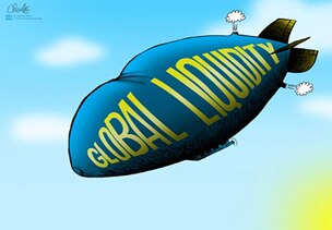 Cartoon that shows that the amount of excess global liquidity is likely to shrink.