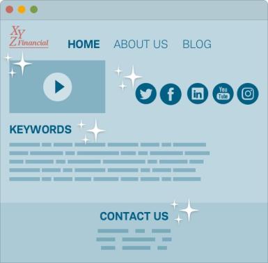 Illustrated image of a website home page