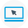 Illustrated icon of a computer with an arrow on the screen