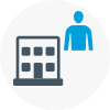 Icon of an office building an a person