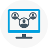 Illustrated icon of a monitor showing a webinar