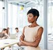 Crossed arms may indicate that the individual is thinking, gathering data, or solving a problem.