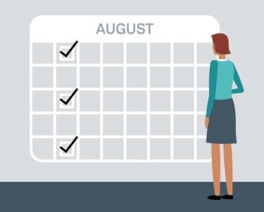 Woman looking at calendar